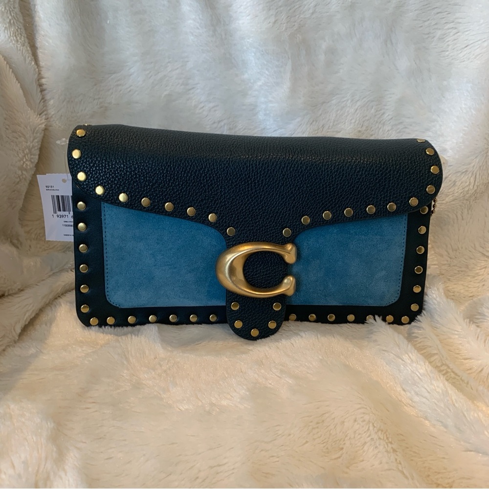 💙💛New - Coach - Tabby 26 In Blue Colorblock With Rivets💙💛 - Picture 6 of 11